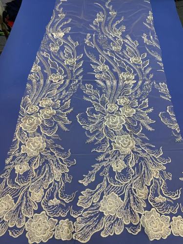 The gorgeous nigerian sequins tulle Polyester colorful embroidery tulle wedding gowns Dress lace Fabric