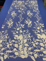 African White Wedding Sequence Dress Crustal Beads Sequins Luxury Embroidery Fabric Lace 100% Polyester Embroidered Elastic