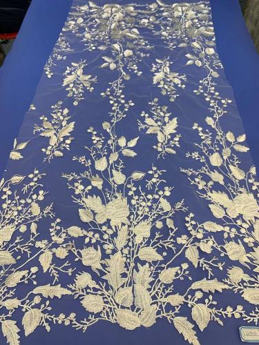 African White Wedding Sequence Dress Crustal Beads Sequins Luxury Embroidery Fabric Lace 100% Polyester Embroidered Elastic