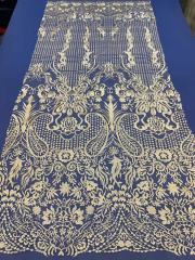 Wholesale Africa sequin textile fabric beaded lace for wedding dress