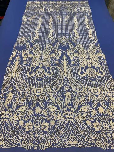 Wholesale Africa sequin textile fabric beaded lace for wedding dress