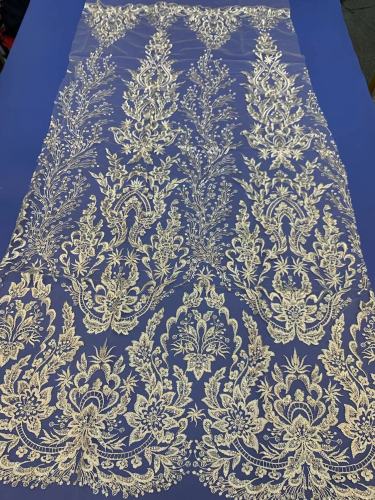 The gorgeous nigerian sequins tulle Polyester colorful embroidery tulle wedding gowns Dress lace Fabric