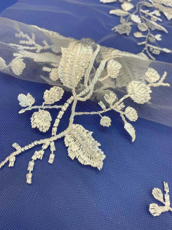 African White Wedding Sequence Dress Crustal Beads Sequins Luxury Embroidery Fabric Lace 100% Polyester Embroidered Elastic