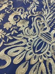 Wholesale Africa sequin textile fabric beaded lace for wedding dress