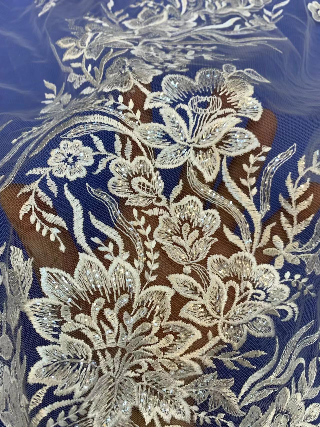 Wholesale heavy best style fashion beautiful sequin net multi color selection glitter wedding lace fabric