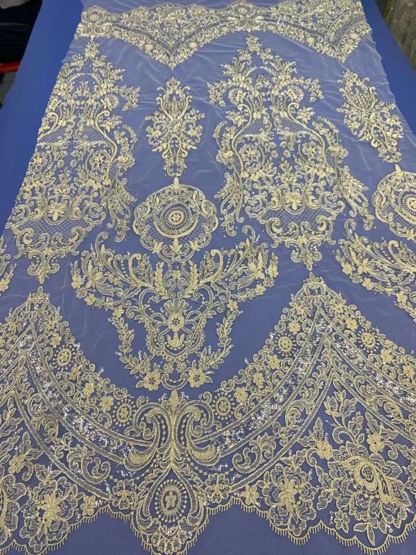 Wholesale heavy best style fashion beautiful sequin net multi color selection glitter wedding lace fabric