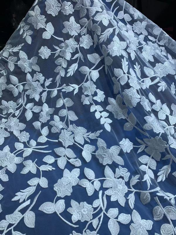 Elegant french white shining glitter lace wedding bridal dress net lace fabric