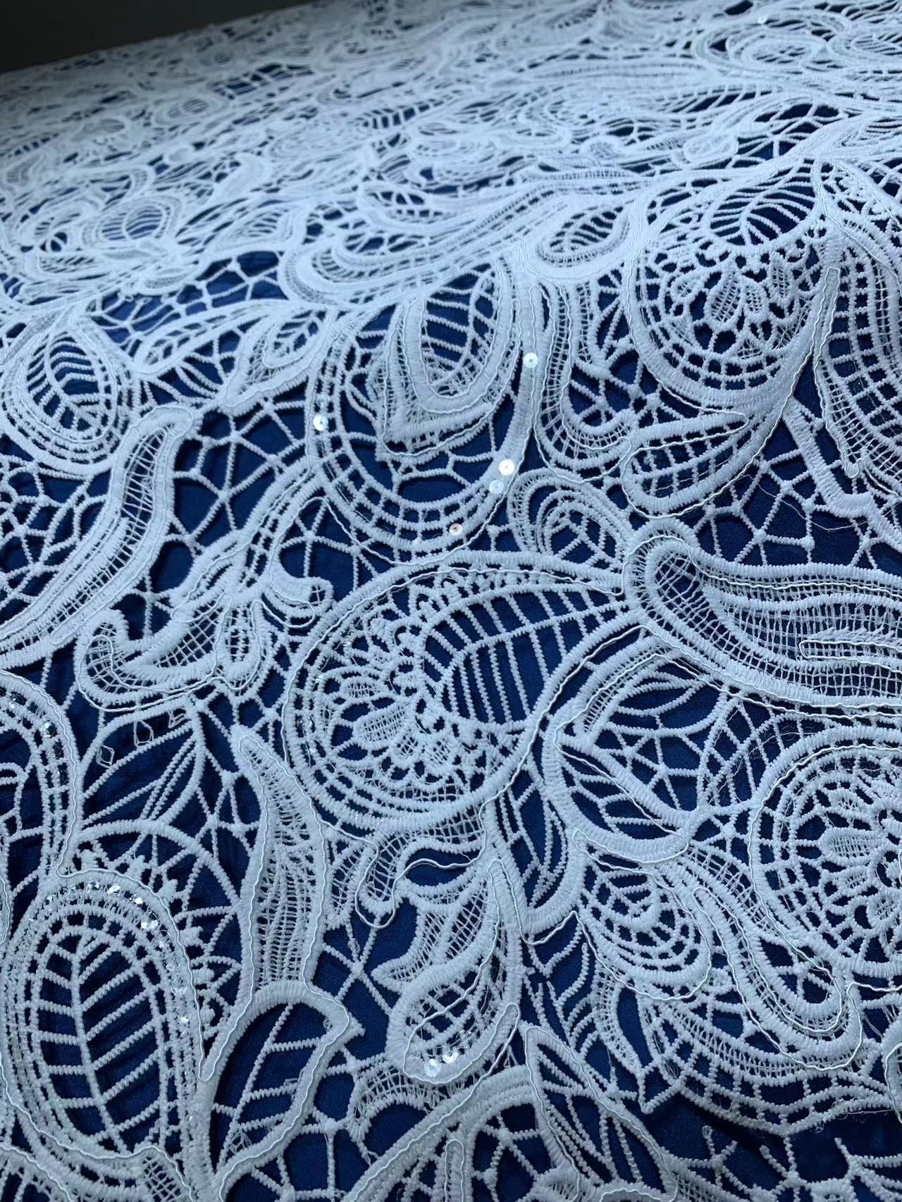 White Bridal French Tulle Net Lace With Beads sequins embroidery lace fabric