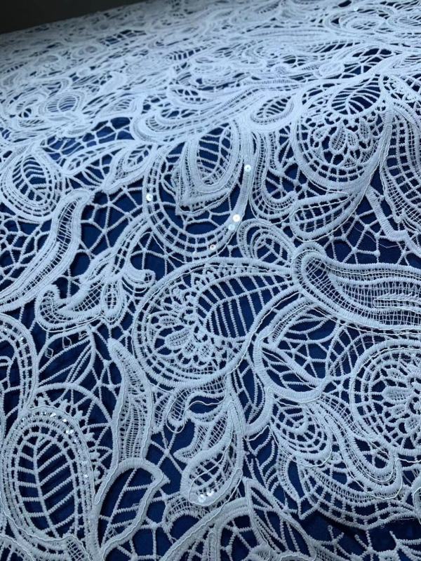 White Bridal French Tulle Net Lace With Beads sequins embroidery lace fabric