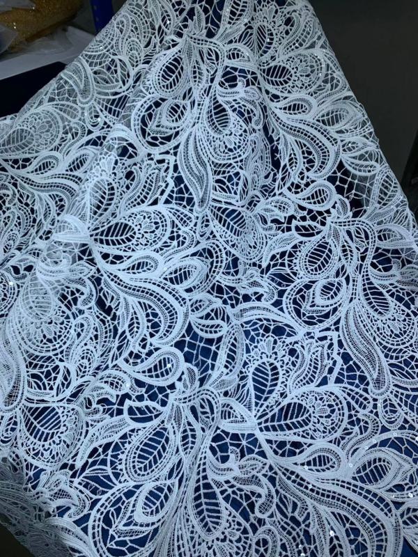 White Bridal French Tulle Net Lace With Beads sequins embroidery lace fabric