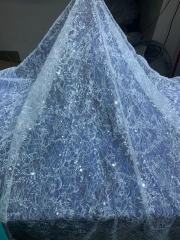 French elegant glitter Sequins handmade sequined bead lace embroidered high-end wedding dress fabric