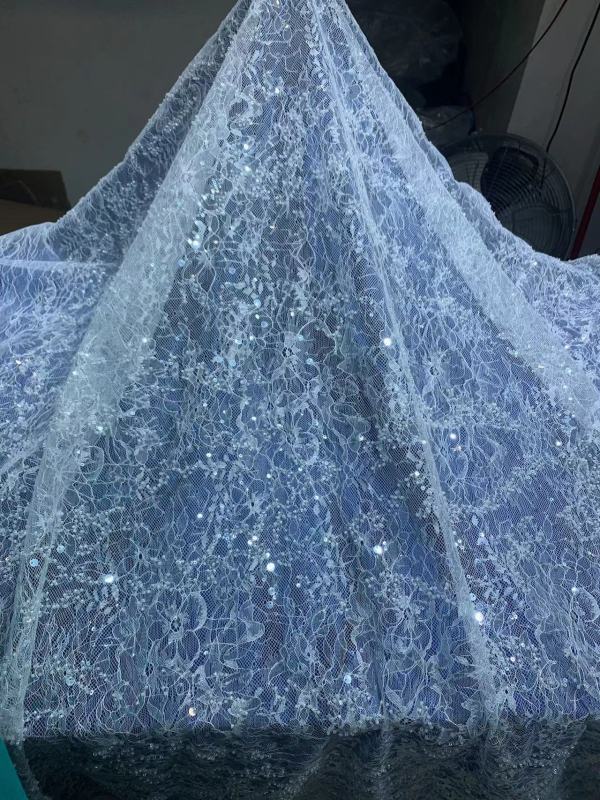 French elegant glitter Sequins handmade sequined bead lace embroidered high-end wedding dress fabric