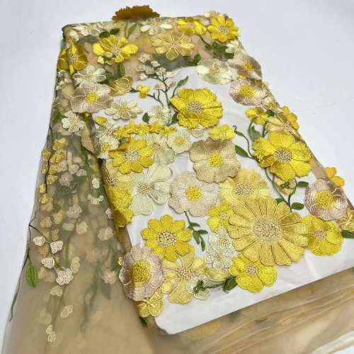 beads french lace 3d 3d handmade beads lace mesh flowers lace for french wedding dress fabric