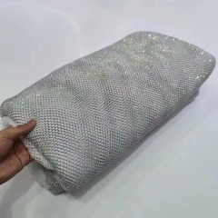 Wholesale sparkling crystal rhinestones mesh fabric wave pattern rhinestone fabric by the yard for dress