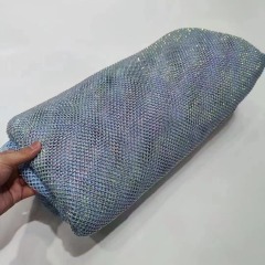 Wholesale sparkling crystal rhinestones mesh fabric wave pattern rhinestone fabric by the yard for dress