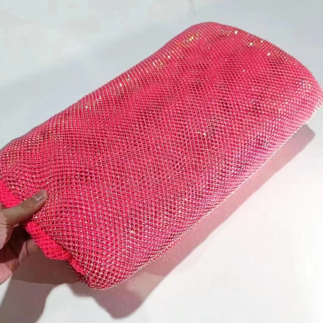 Wholesale sparkling crystal rhinestones mesh fabric wave pattern rhinestone fabric by the yard for dress