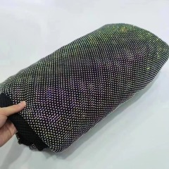 Wholesale sparkling crystal rhinestones mesh fabric wave pattern rhinestone fabric by the yard for dress