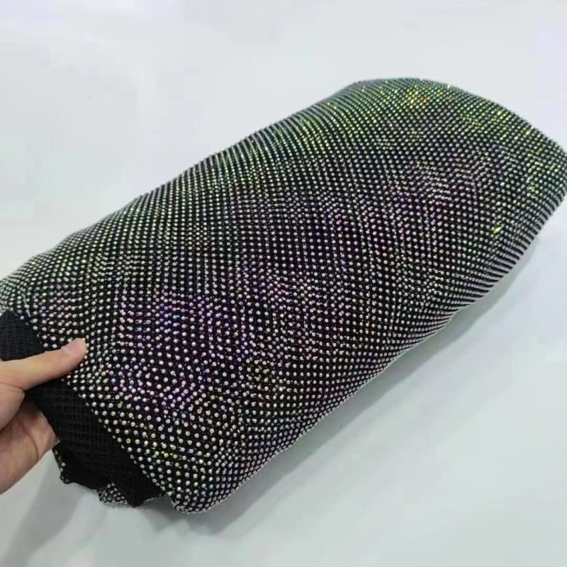 Wholesale sparkling crystal rhinestones mesh fabric wave pattern rhinestone fabric by the yard for dress
