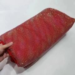 Wholesale sparkling crystal rhinestones mesh fabric wave pattern rhinestone fabric by the yard for dress