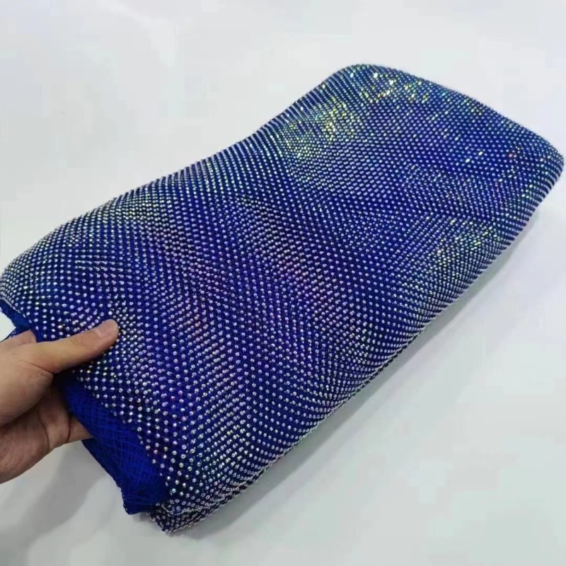 Wholesale sparkling crystal rhinestones mesh fabric wave pattern rhinestone fabric by the yard for dress