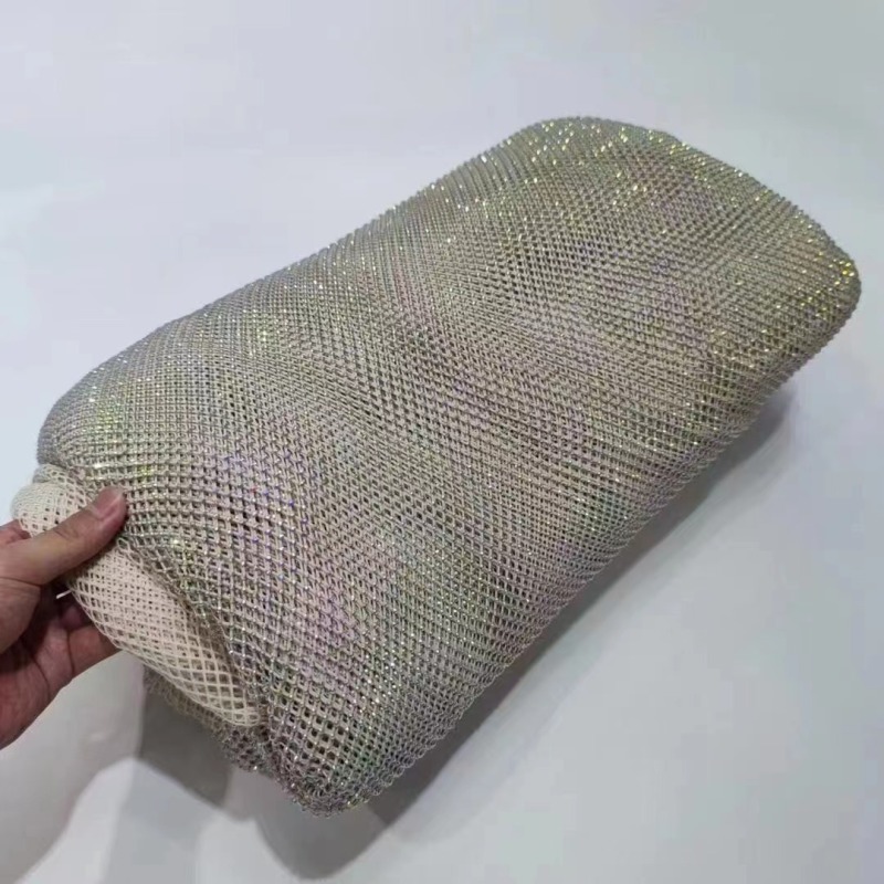 Wholesale sparkling crystal rhinestones mesh fabric wave pattern rhinestone fabric by the yard for dress