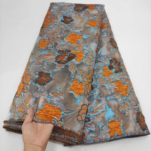 Nigerian brocade lace fabric jacquard for dress fashion 3D pattern jacquard lace fabric embroidery