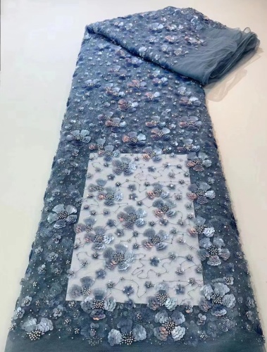 Nigerian Bridal Eco-Friendly Mesh Tulle Jacquard Polyester Embroidery Sequin Africa Lace Fabric