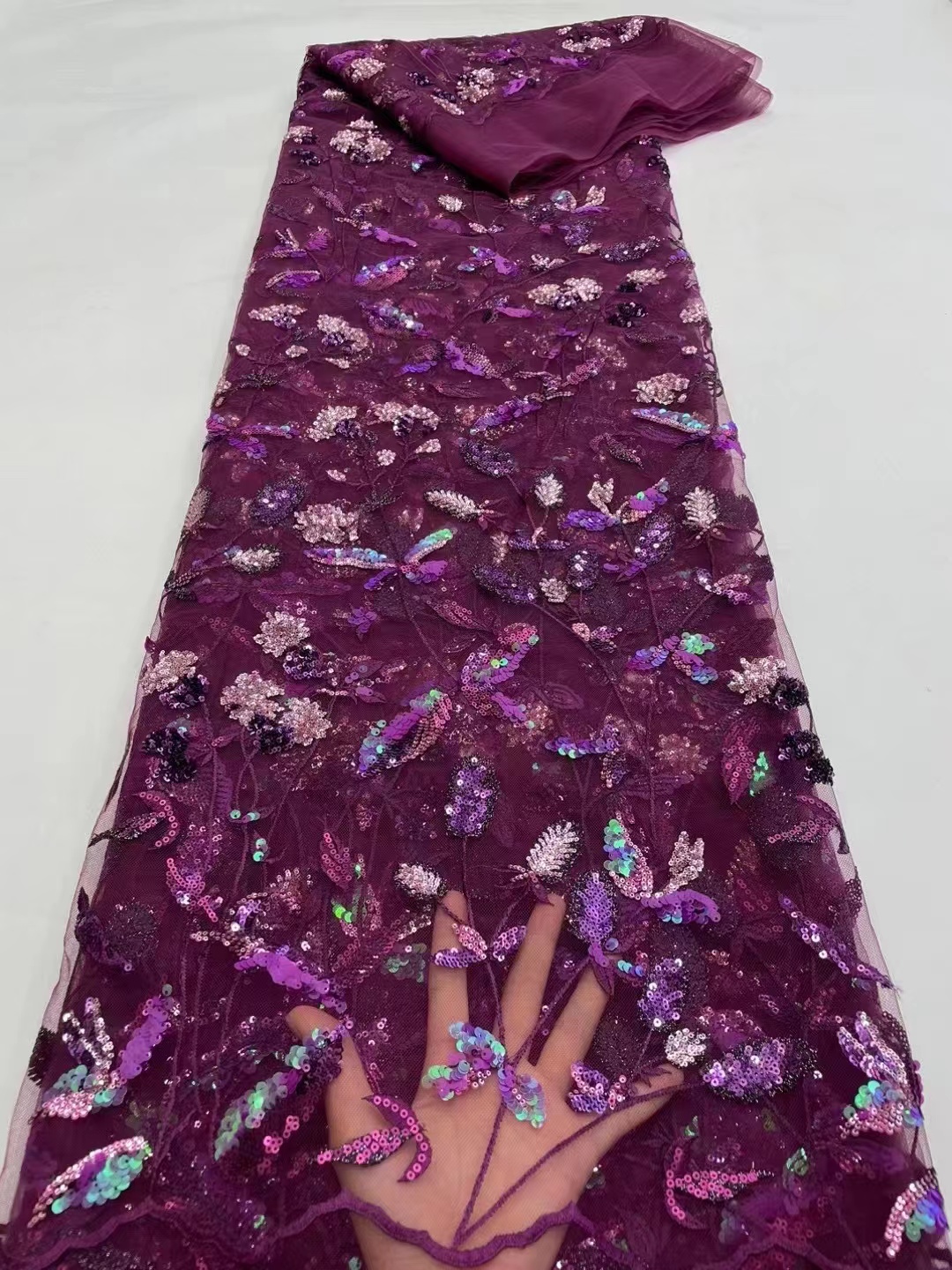 Supoo Mesh Shiny sequins lace Pretty Dress fabric Chantilly net lace with sequins