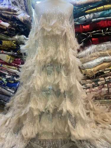 silver nigerian sequence sequins bead pattern embroidered lace high end wedding dress fabric