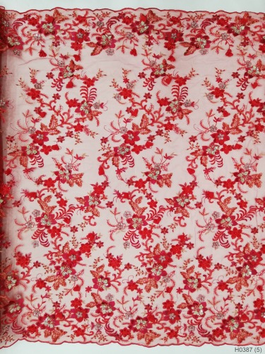 gerian fancy 3d flower wedding tulle high quality net beaded sequin lace fabric for women