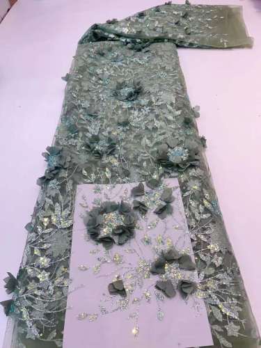 african sequin embroidery tulle purple 3d flower lace fabric soft 3d tulle lace fabric
