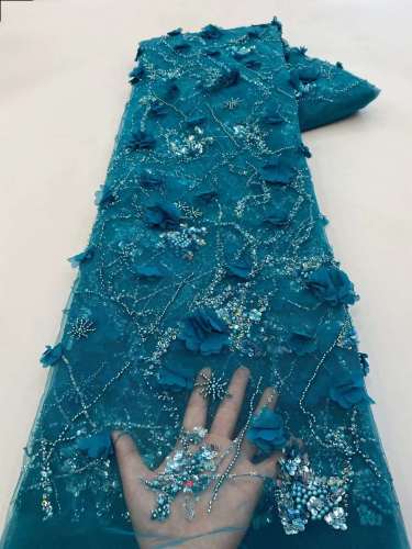 beads french lace 3d 3d handmade beads lace mesh flowers lace for french wedding dress fabric