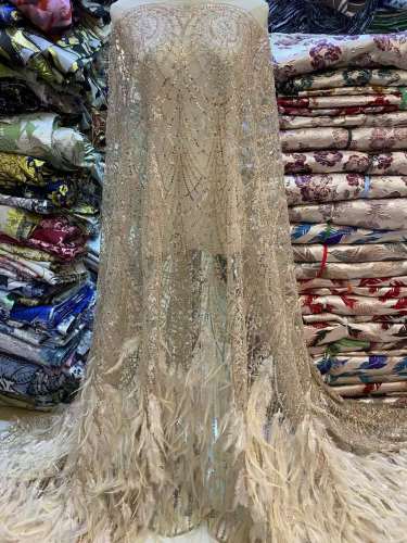 silver nigerian sequence sequins bead pattern embroidered lace high end wedding dress fabric