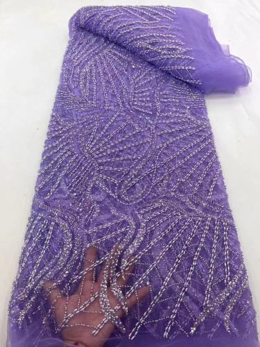 High Quality Embroidery Heavy Pearl Bead Bridal Lace Fabric Handmade Sequin Embroidered Bead Net Lace Fabric