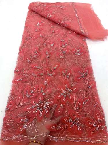 high quality luxury embroidered beads handmade bridal lace with sequins beaded bridal lace fabric