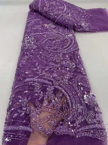 polyester handmade beads beaded lace fabric bridal sequins lace mesh sequins african tulle lace