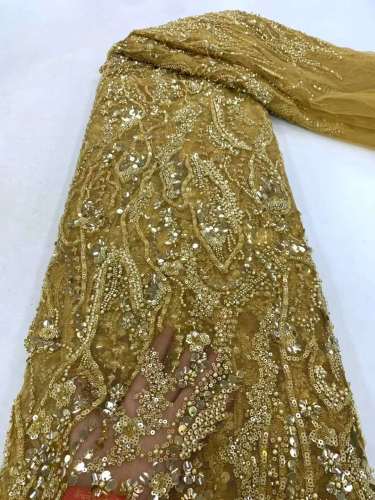 European style sequins embroidered wedding high density lace dress