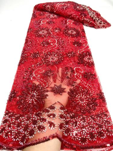 New embroidery pearl hotfix stone beaded for wedding or Children's dress African fabrics 3D floral lace fabric