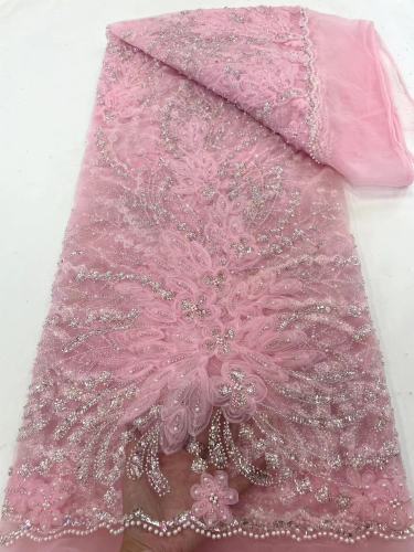 High Selling Bridal Embroidery Beaded Lace Fabric African Beads Sequin Lace Fabric for Women Dress