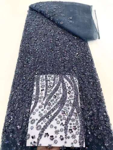 quality heavy beaded sequins french polyester lace wedding bridal dress for party lace fabric
