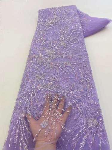 polyester material nigerian african beads handmade purple lace glitter beads fabric lace