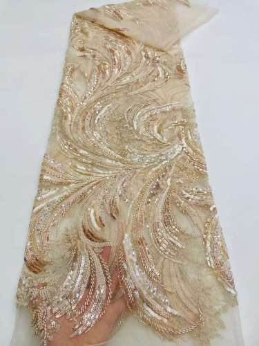 European style sequins embroidered wedding high density lace dress