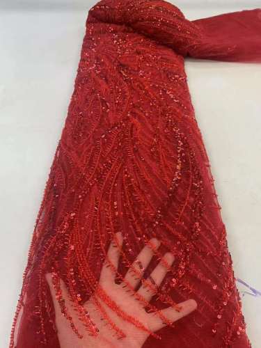 french cheap design polyester reasonable price pearl beaded latest lace for nigerian party lace fabric