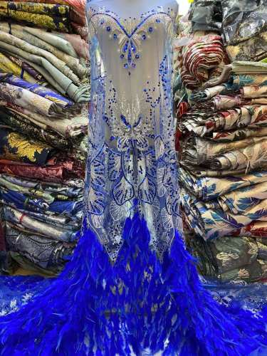 silver nigerian sequence sequins bead pattern embroidered lace high end wedding dress fabric
