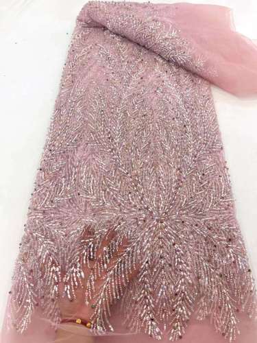 quality heavy beaded sequins french polyester lace wedding bridal dress for party lace fabric
