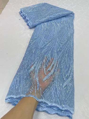 Hot-sale French textiles embroidery with sequin lace fabric suitable for sublimation