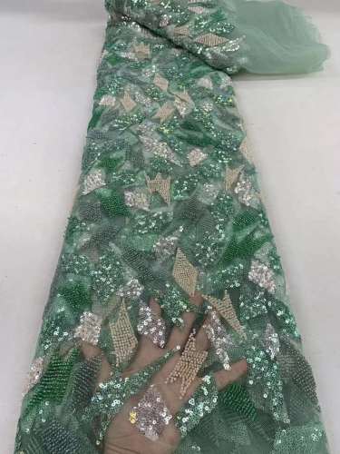 African Style Nigeria Guipure Lace Fabric New Design Beads Embroidery Wedding Lace Laser Sequined Fabric