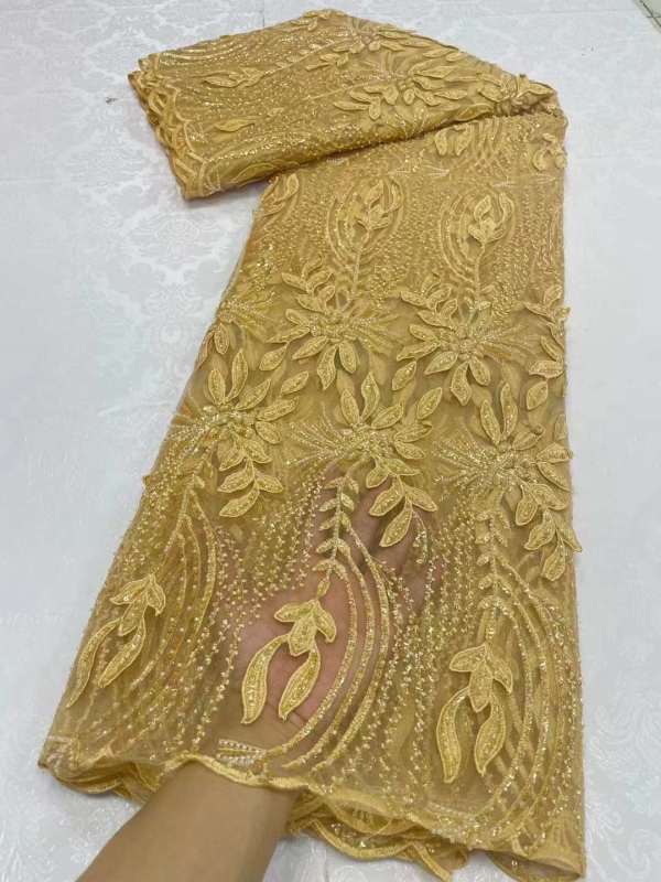 luxury wholesale hand made beaded lace for women bridal fabric and wedding material