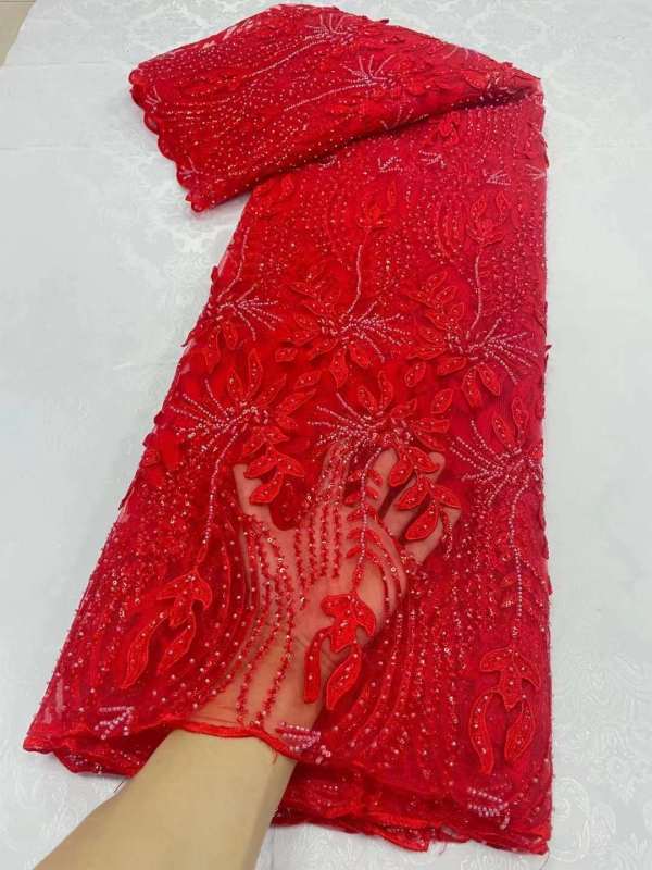 luxury wholesale hand made beaded lace for women bridal fabric and wedding material