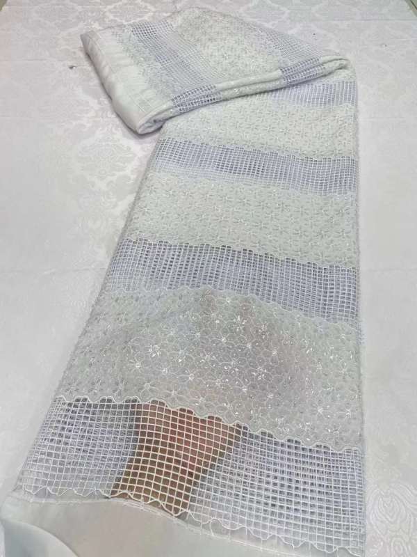Hot-sale French textiles embroidery with sequin lace fabric suitable for sublimation